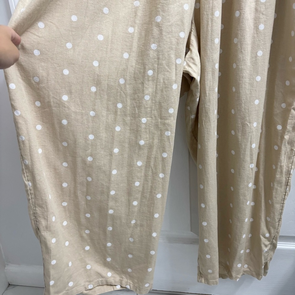 Old Navy Polka Dot Linen Jumpsuit Tan XXL Petite NWT Vacation Summer Beach - Picture 7 of 8